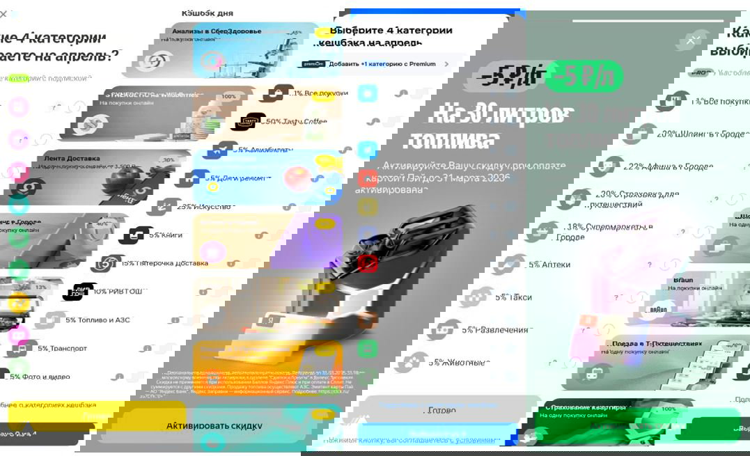 Коротко: категории кэшбэка и промокоды на апрель