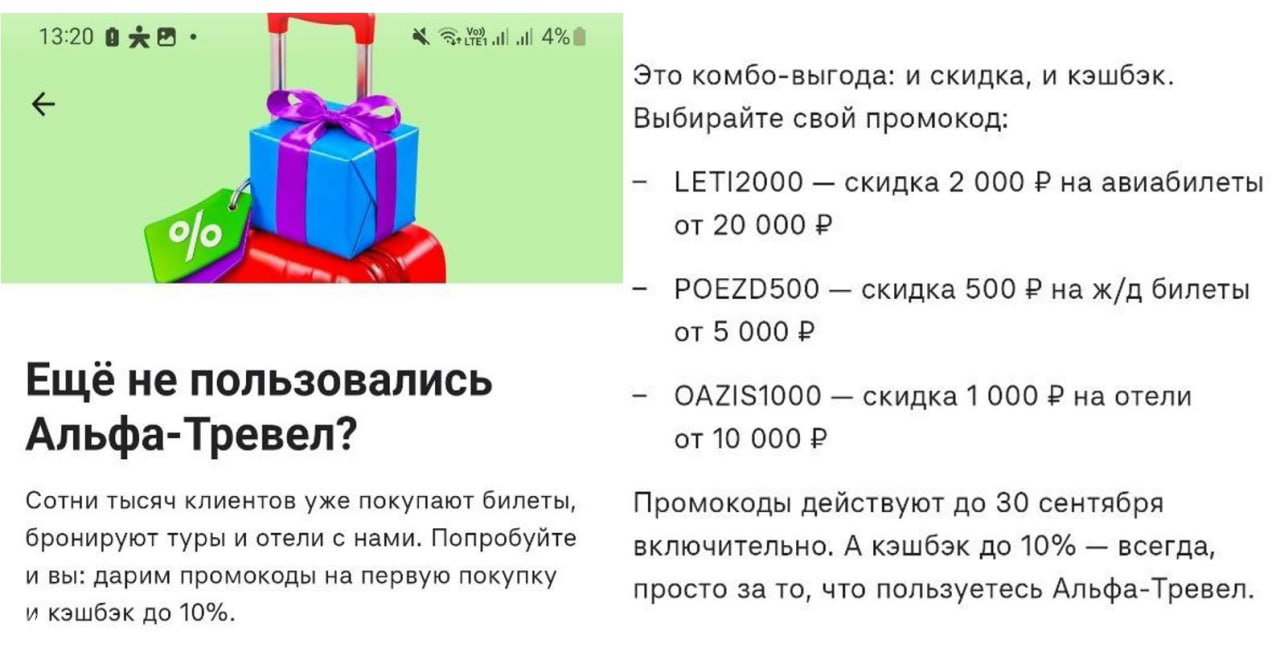 Промокоды для Альфа-Тревел