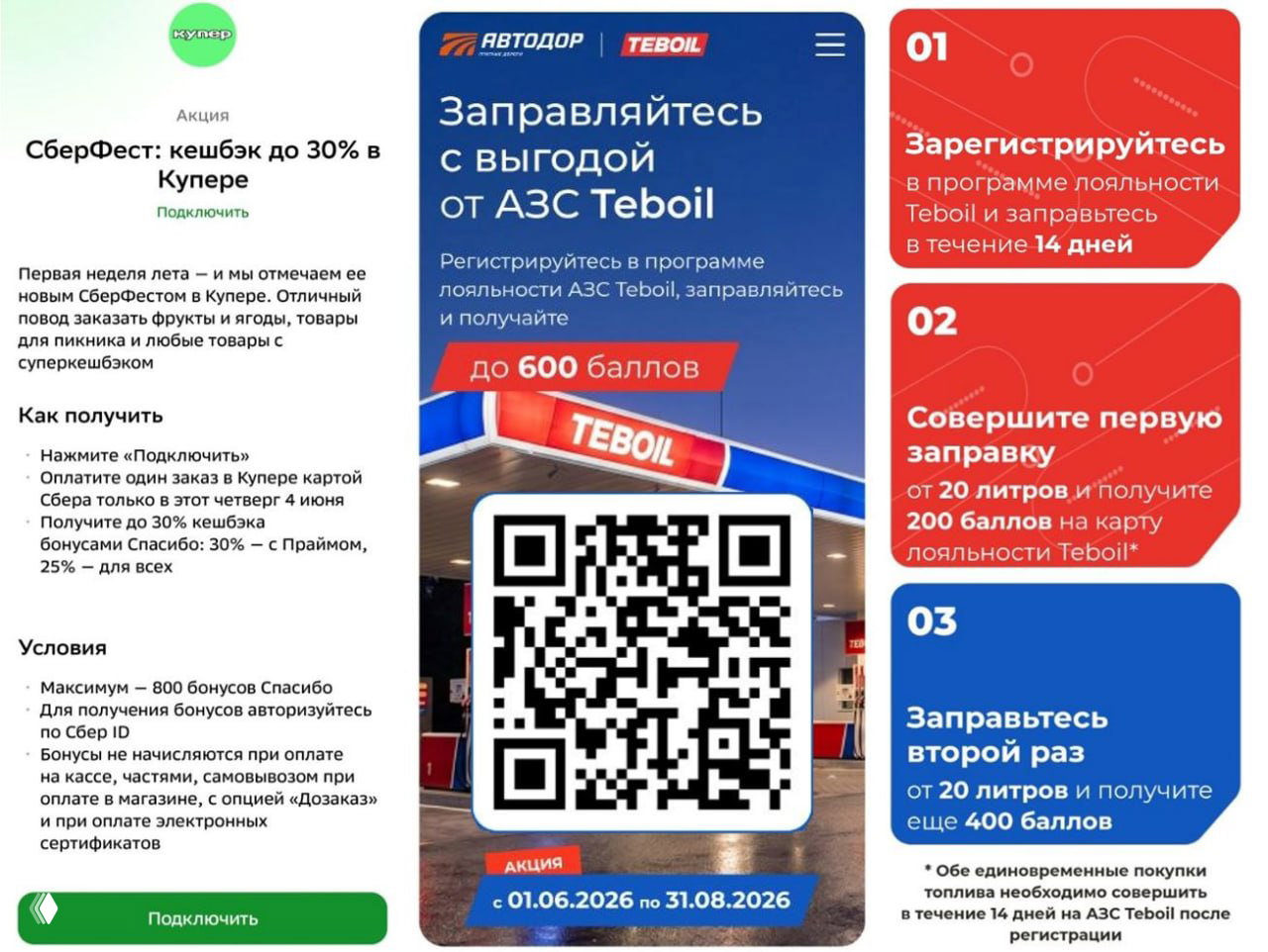 Коротко: кэшбэк Сбер, МТС, ВТБ, Т‑Банк, Teboil