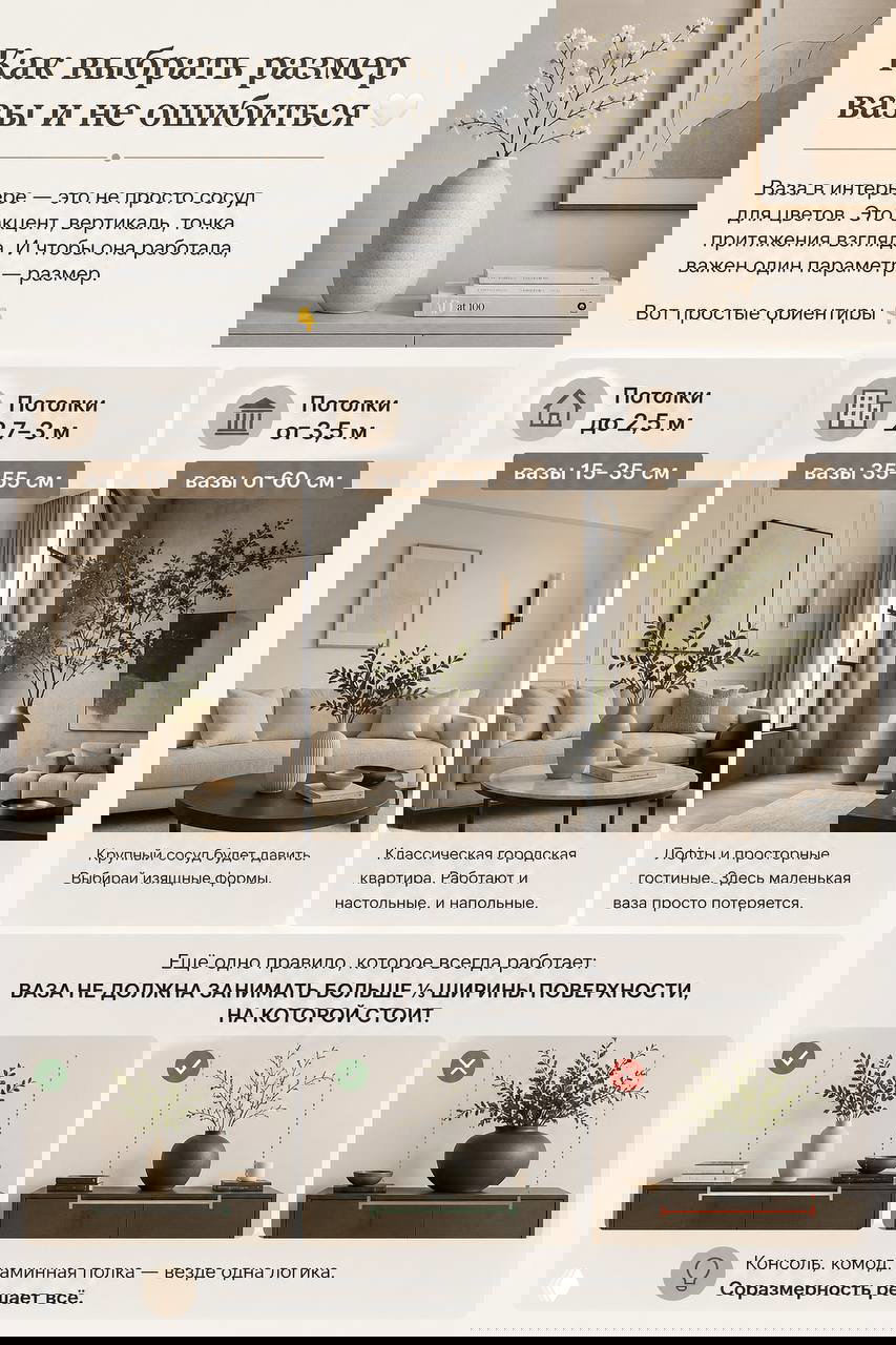 Как выбрать размер вазы для интерьера