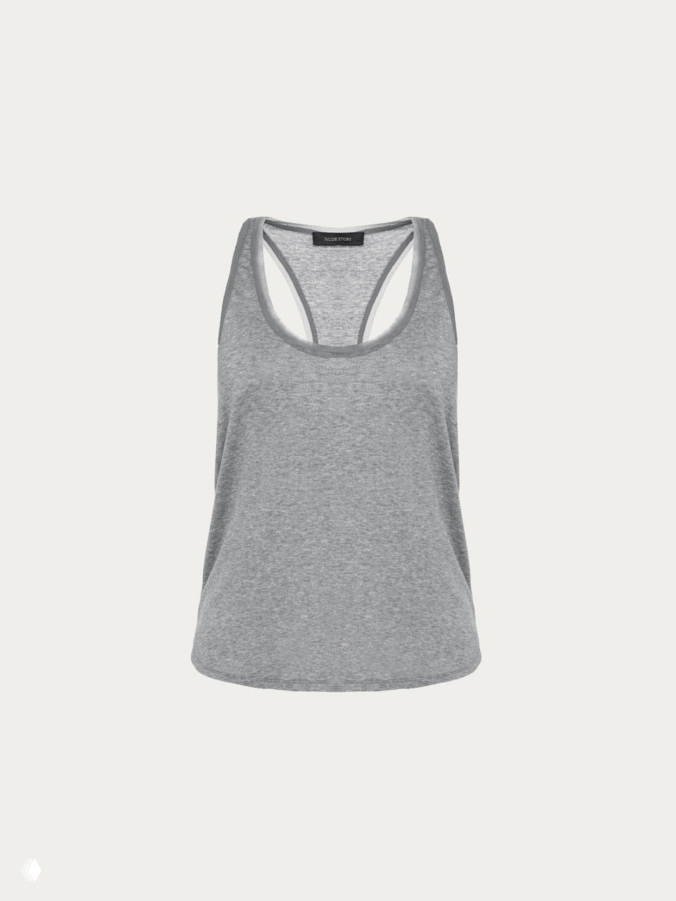 Фотография серой майки-борцовки на ровном светлом фоне — товарный кадр, показывающий форму, вырез и материал изделия.