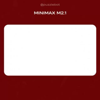 Минималистичный слайд с заголовком «MINIMAX M2.1» на красном фоне и большим белым прямоугольником для контента, брендовый стиль анонса модели.