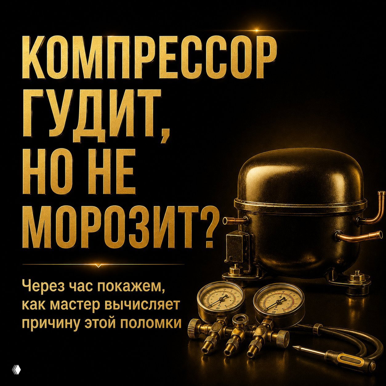 Через час начинаем — компрессор гудит, но не морозит