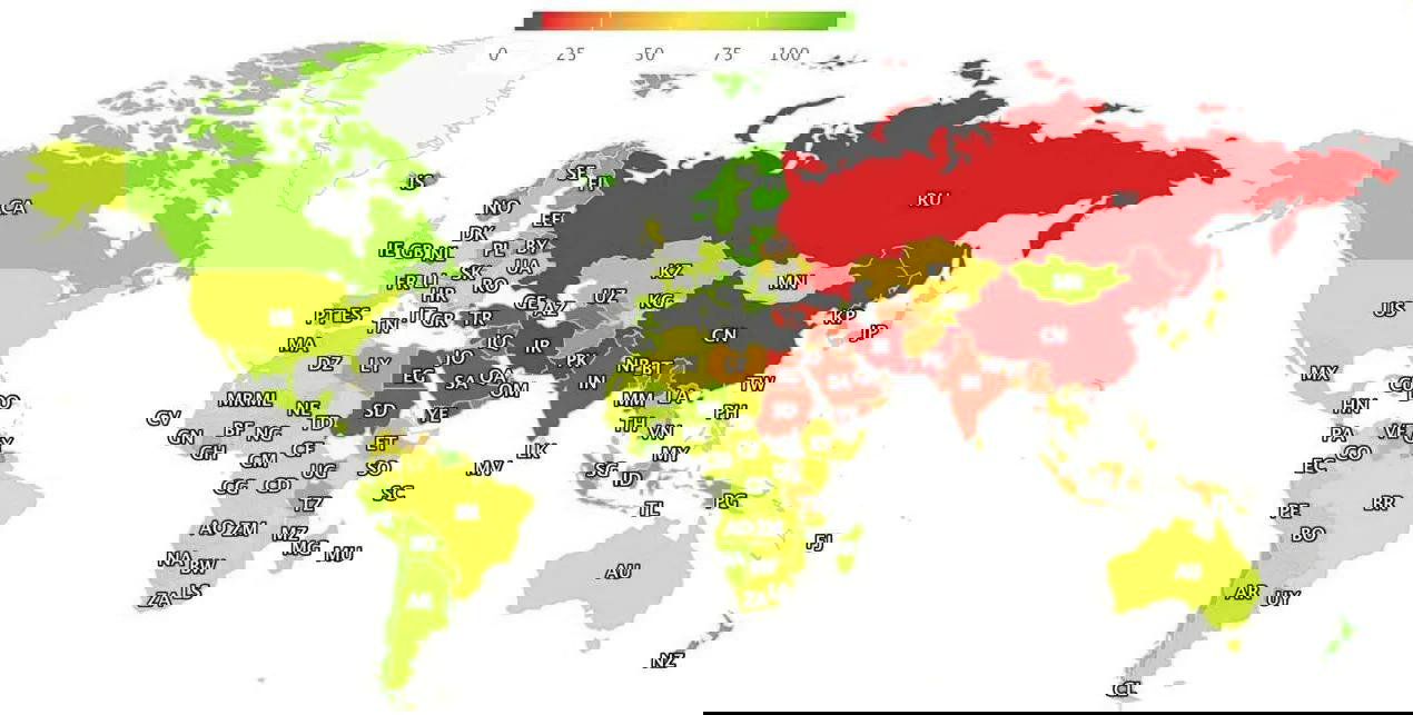 Россия — предпоследняя в рейтинге свободы интернета