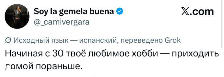 Короткий скриншот твита о любимом хобби после 30 лет; видны аватар, ник и однострочный юмористический текст в интерфейсе X.