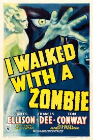 Миниатюрный постер фильма «I Walked with a Zombie» (1943) в винтажном формате, изображающей силуэты и типичную атмосферу классического готического хоррора.