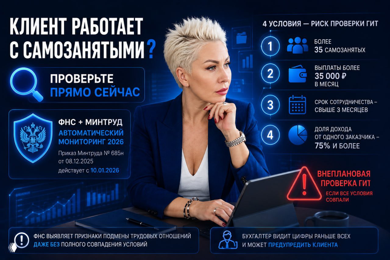 Клиент работает с самозанятыми — риск внеплановой проверки