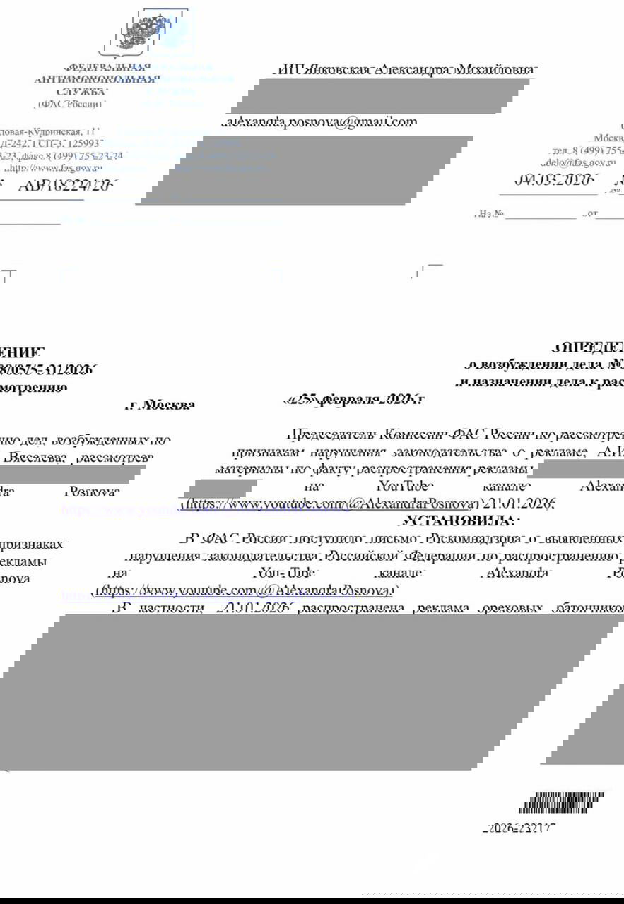 ФАС возбудила дело против блогера из‑за рекламы в YouTube