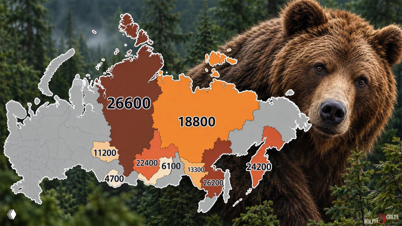 Минприроды: 9 регионов России с наибольшим числом медведей