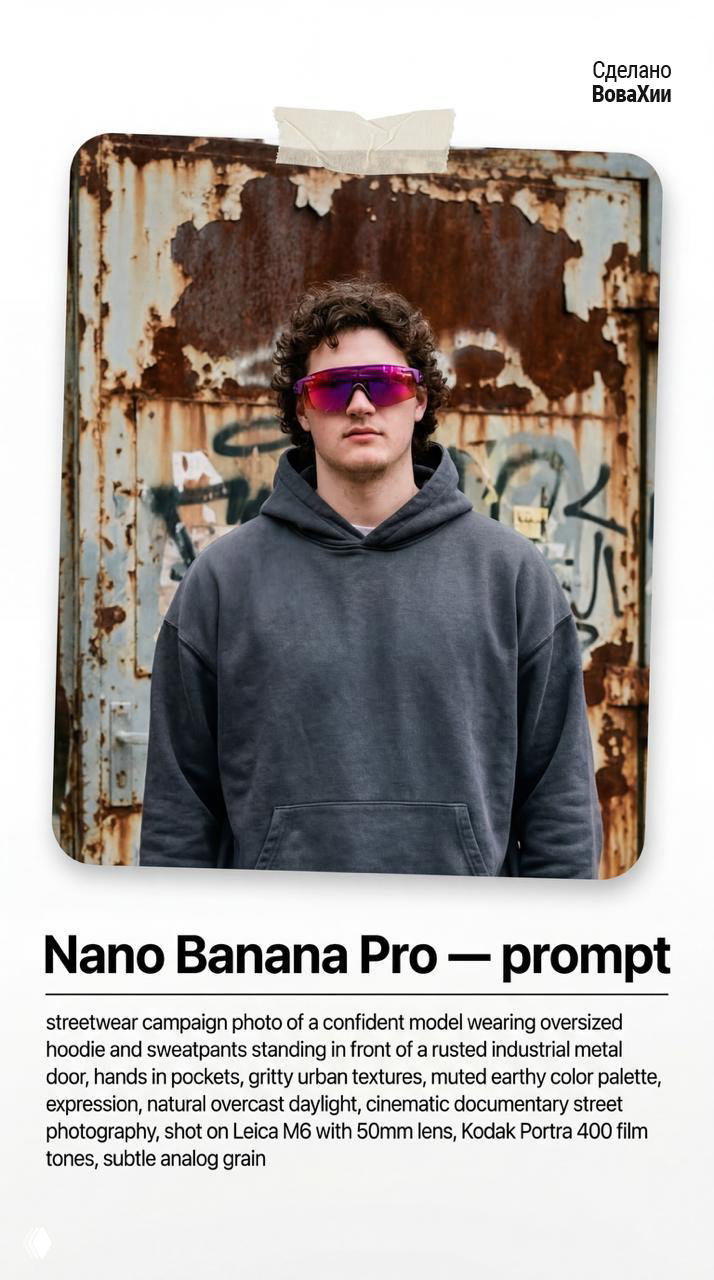 Три модели в oversized спортивной одежде позируют перед плиточной станционной стеной с граффити, групповая уличная композиция и аксессуары.