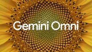 Логотип «Gemini Omni» на художественном желто‑зеленом фоне с геометрическим узором; иллюстрация анонса видеомодели Google, акцент на бренде.
