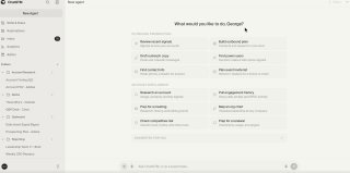 Скриншот интерфейса Cursor (ChatGTM): окно приложения с левой панелью меню, списком опций и полем запроса — чат-интерфейс