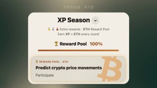 Скриншот интерфейса «XP Season» — карточка пула наград BaseApp с упоминанием ETH и предсказательной игры для фарма без газа