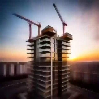 Строящийся высотный жилой дом и два башенных крана на фоне закатного неба — иллюстрация строительной активности и изменений на рынке жилья.