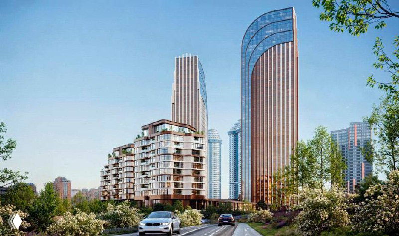 Небоскрёбы с закруглёнными формами на Мосфильмовской