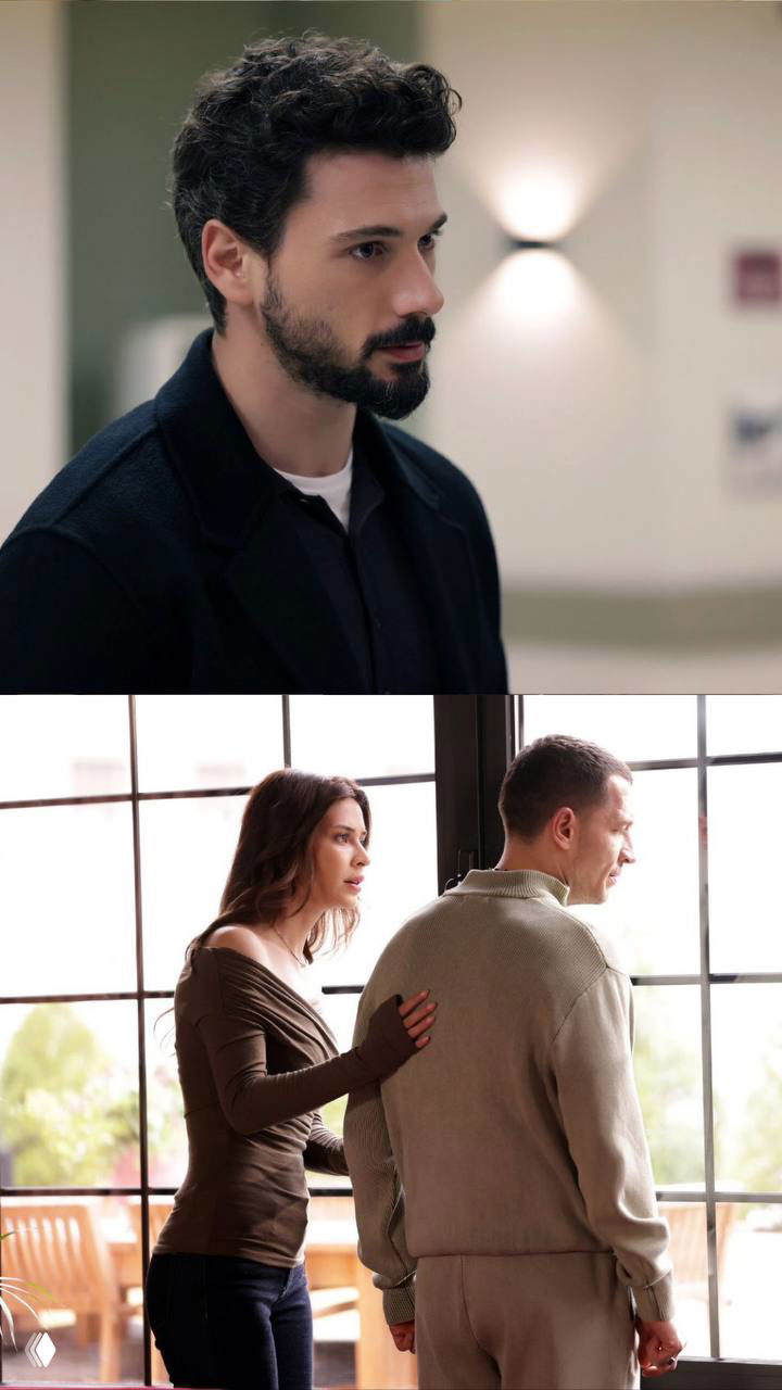 Сцена спасения в уличной драме: мужчина несет на руках женщину на фоне города и припаркованных автомобилей.