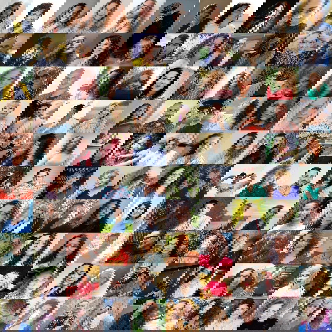 Плотный сет аватарок — мужчины и женщины разного возраста, объединённые в единый коллаж как символ деловых и личных связей