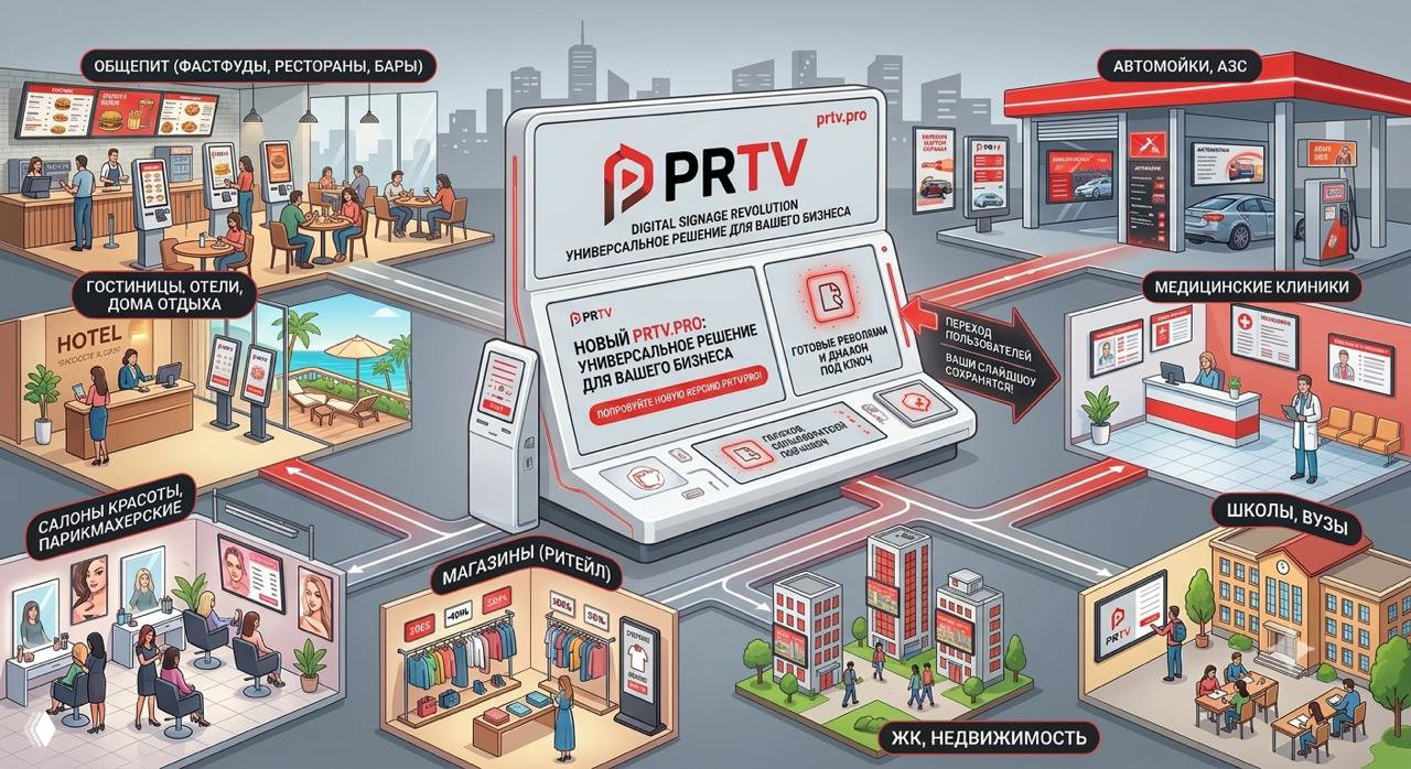 PRTV: отрасли применения цифровых табло