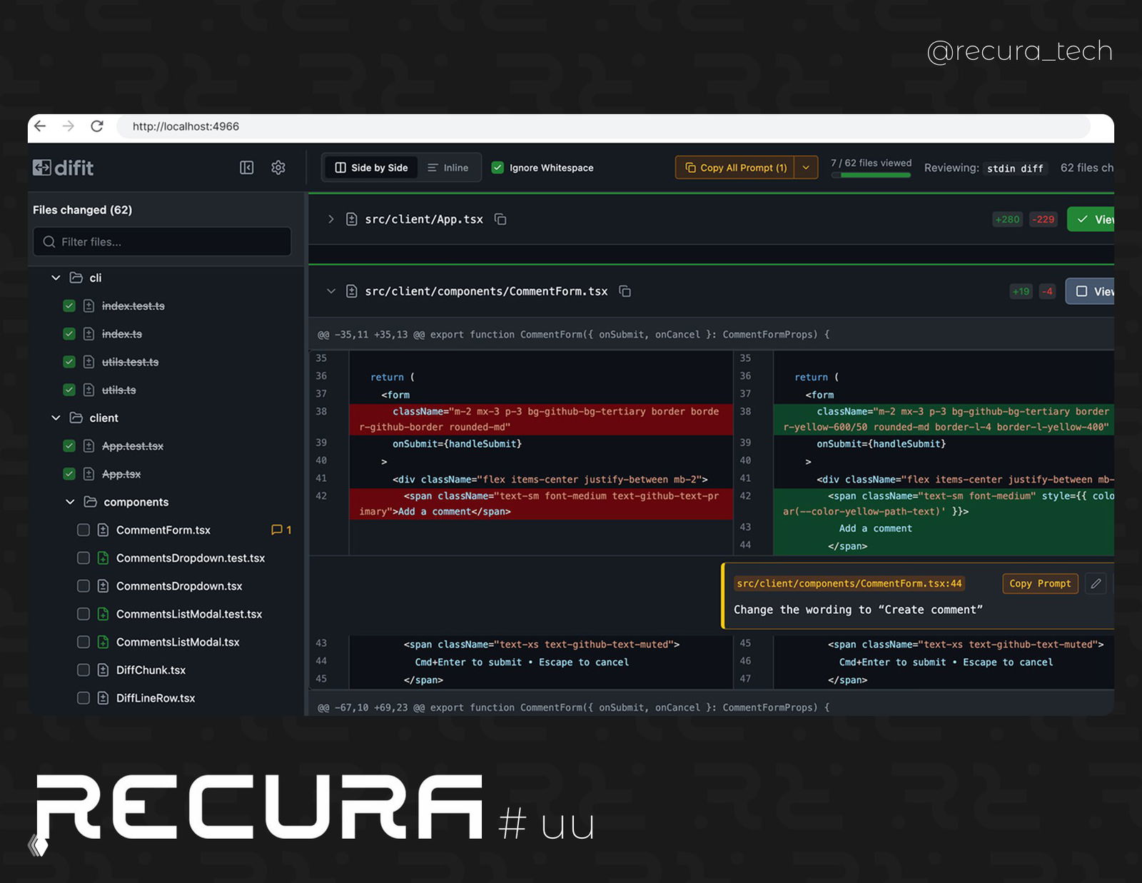 difit — локальный просмотр git diff