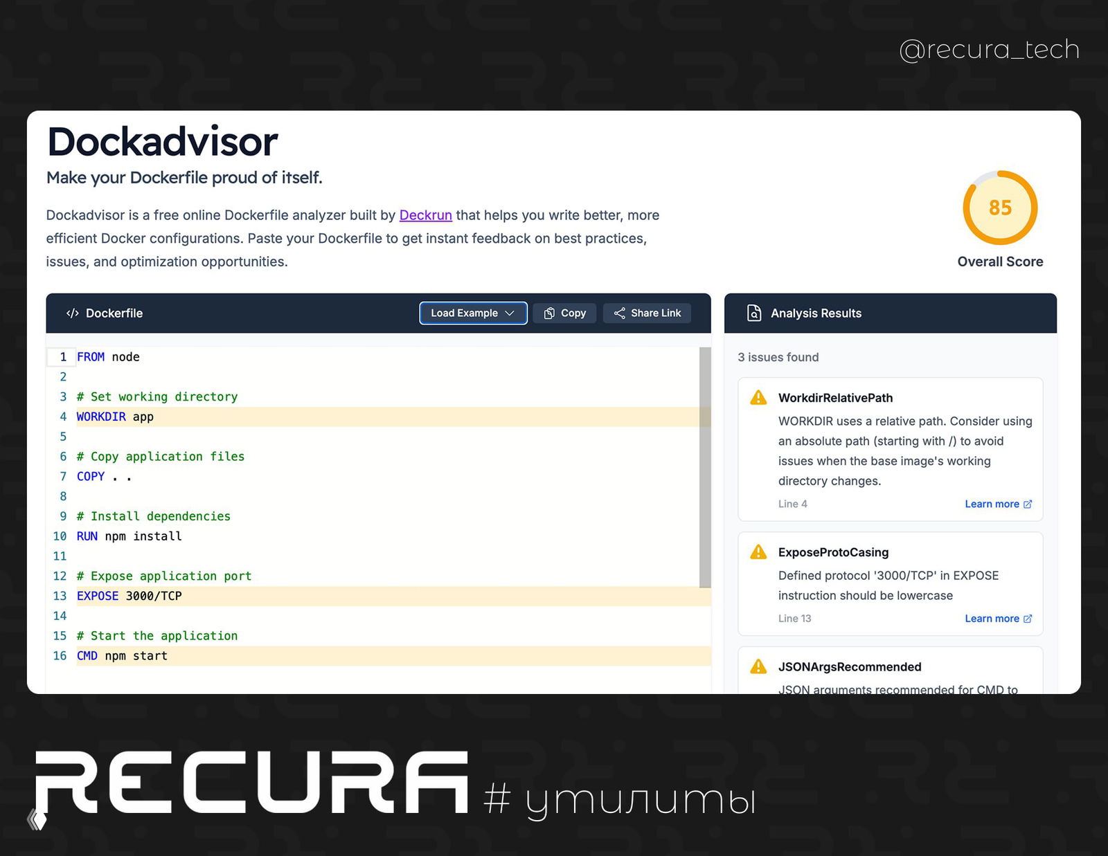 dockadvisor — быстрый линтер для Dockerfile
