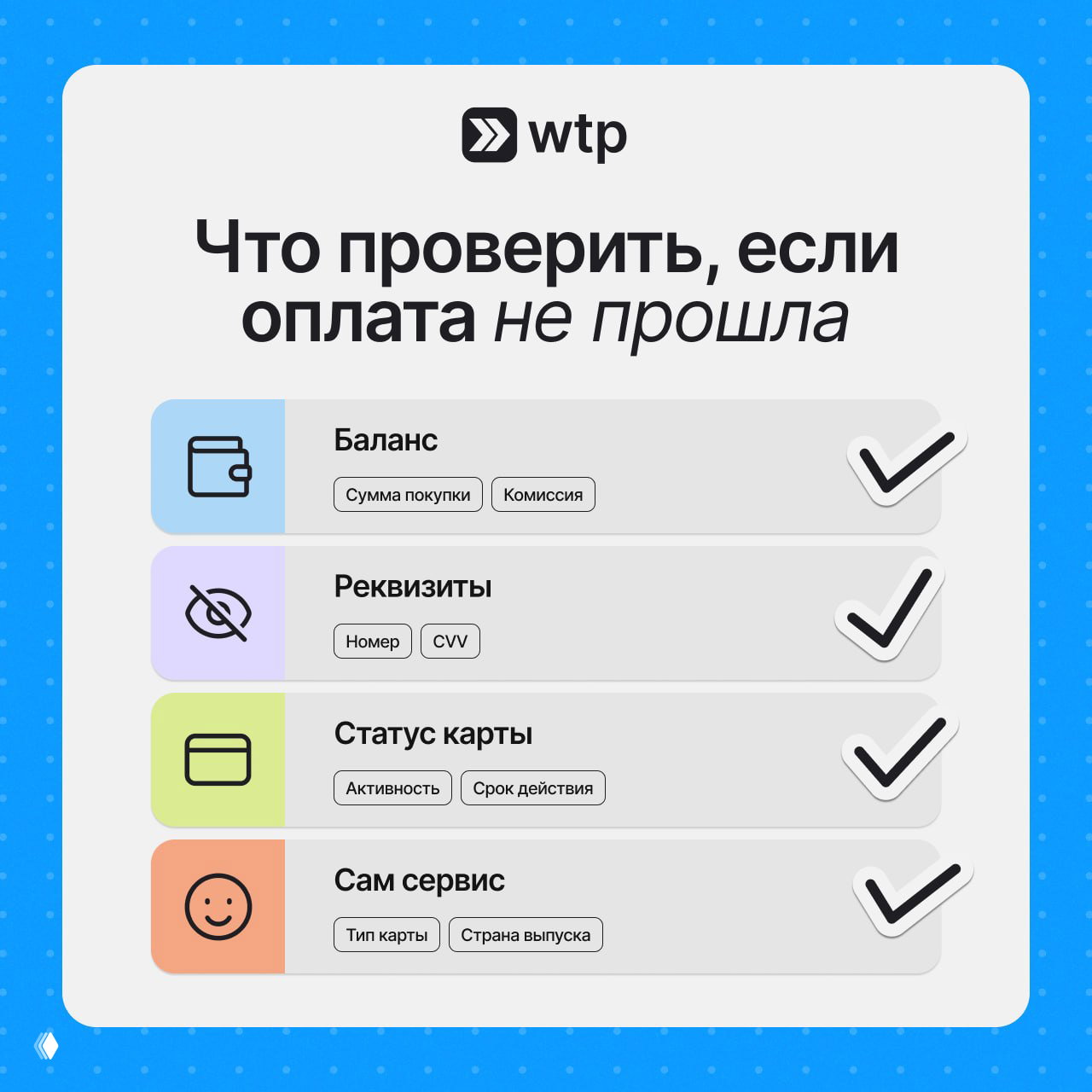 Что проверить, если платёж не прошёл