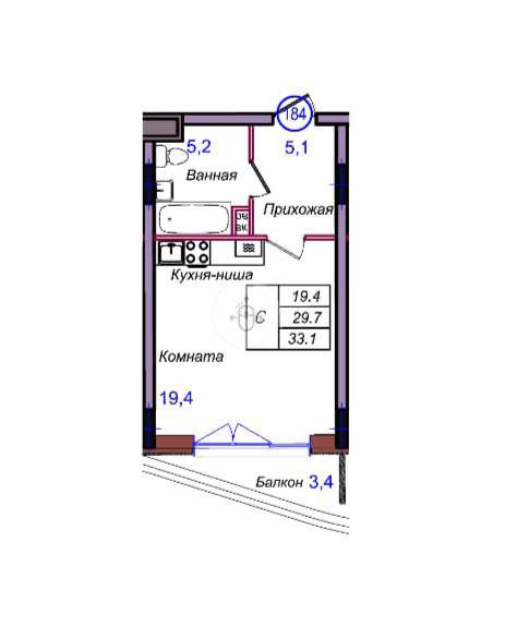 Ваша студия с балконом в 300 метрах от Балтийского моря