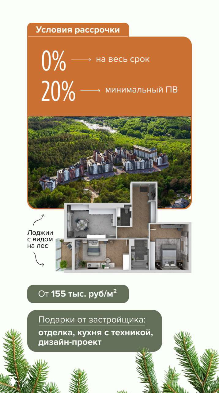 Квартира в окружении леса в рассрочку 0%