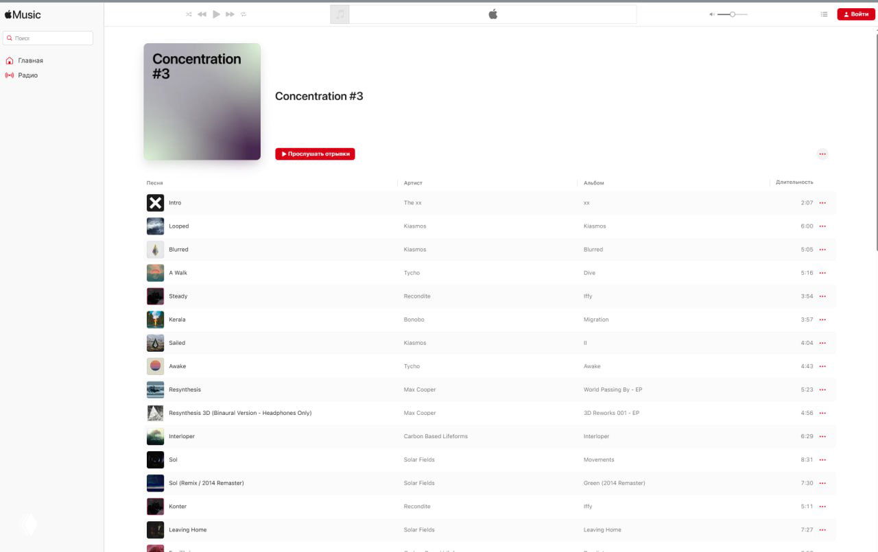 Плейлист для глубокой работы