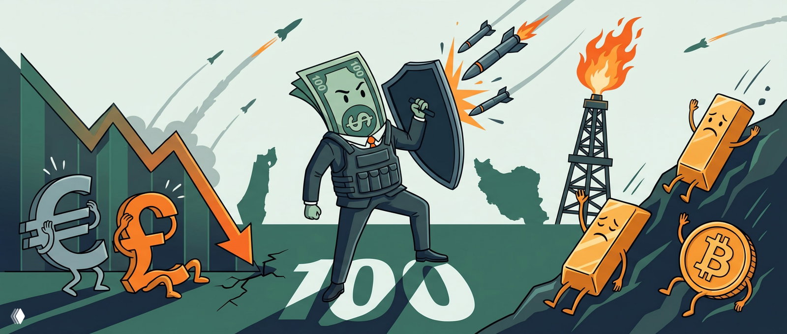 Иран и Израиль бьют ракетами: DXY ломит 100