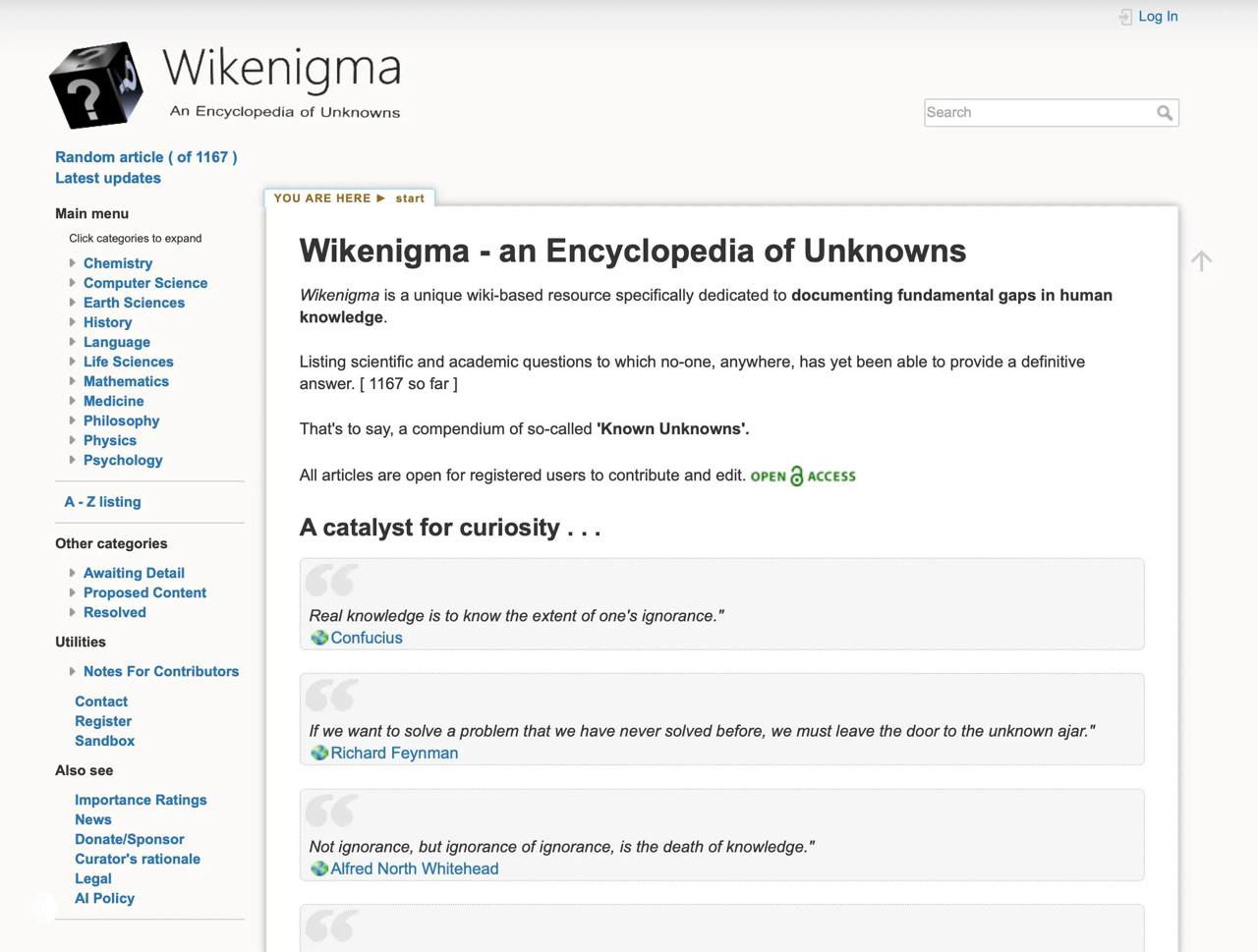 Wikenigma — энциклопедия фундаментальных пробелов