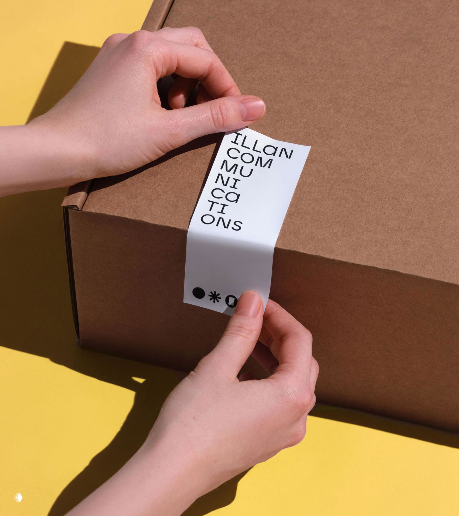 Крупный план сумки‑печенья на тёмном фоне с видимым хвостиком‑ярлыком «СЧАСТЬЕ» и парящей над ней брендовой карточкой в дыму — стойкая визуальная метафора продукта.