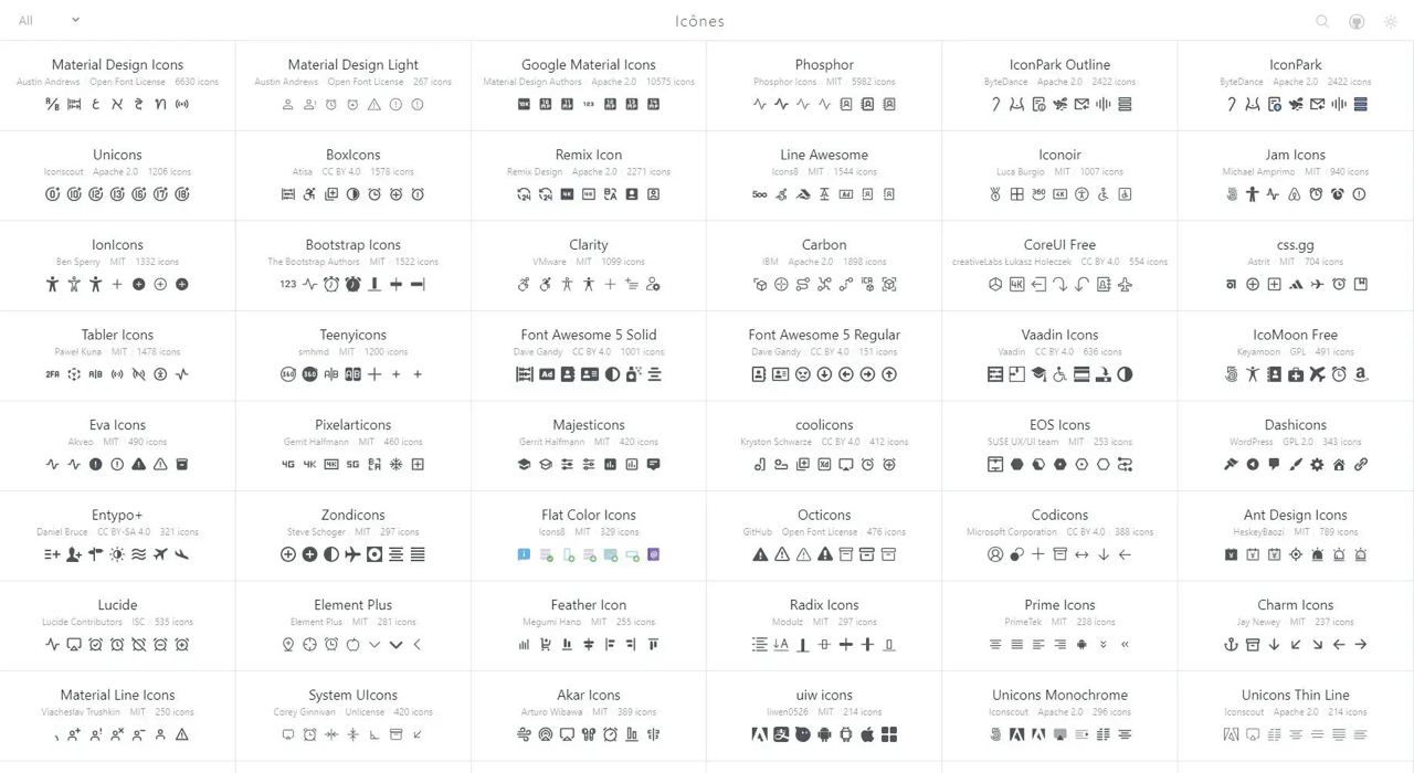 Icônes — агрегатор бесплатных наборов иконок