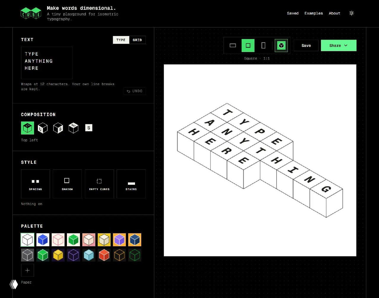 CUBE Type — генератор изометрической типографики
