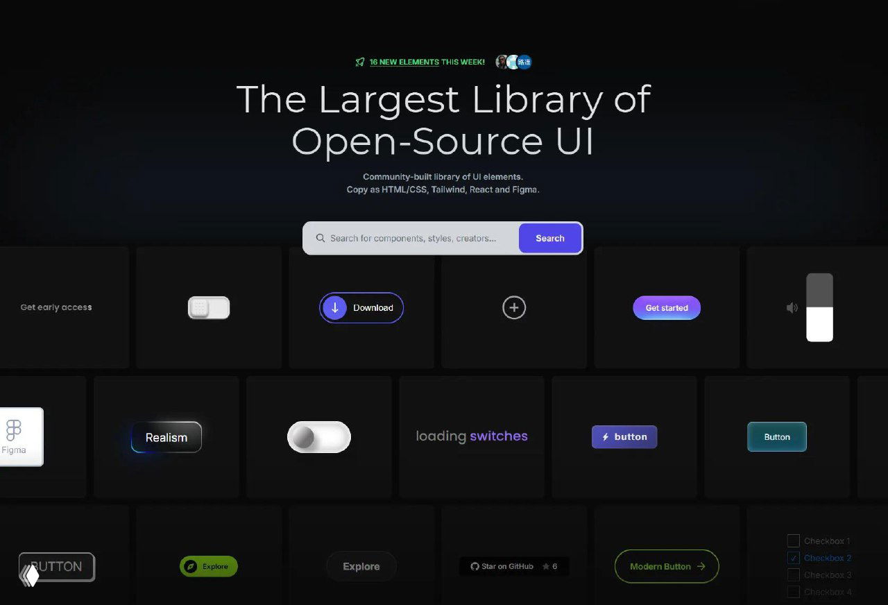 Uiverse — открытая библиотека UI из 4100+ компонентов
