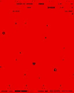 Минималистичный красный экран с маленькими чёрными элементами и сеткой информационных меток, фон для интерактивной или навигационной части айдентики.