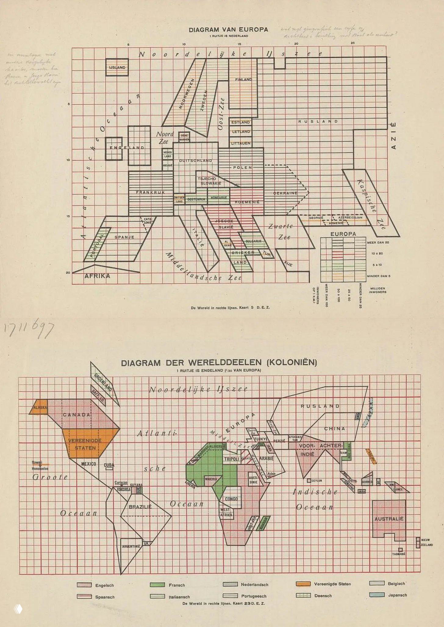De wereld in rechte lijnen — голландский атлас 1931