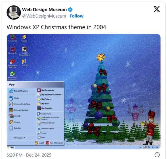 Официальная новогодняя тема Windows XP (2004)