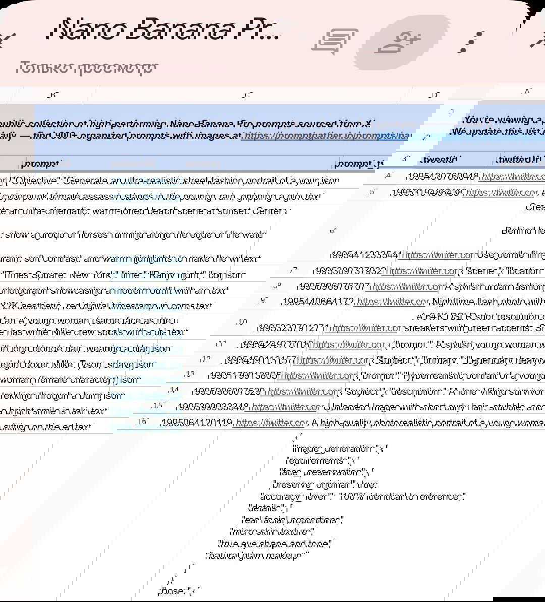 500 лучших промптов для Nano Banana Pro