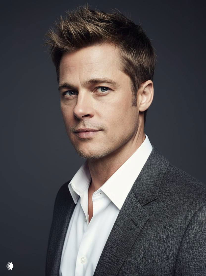 Профессиональный студийный портрет мужчины в деловом пиджаке на нейтральном тёмно-сером фоне, чёткий фокус на лице и мягкое боке.