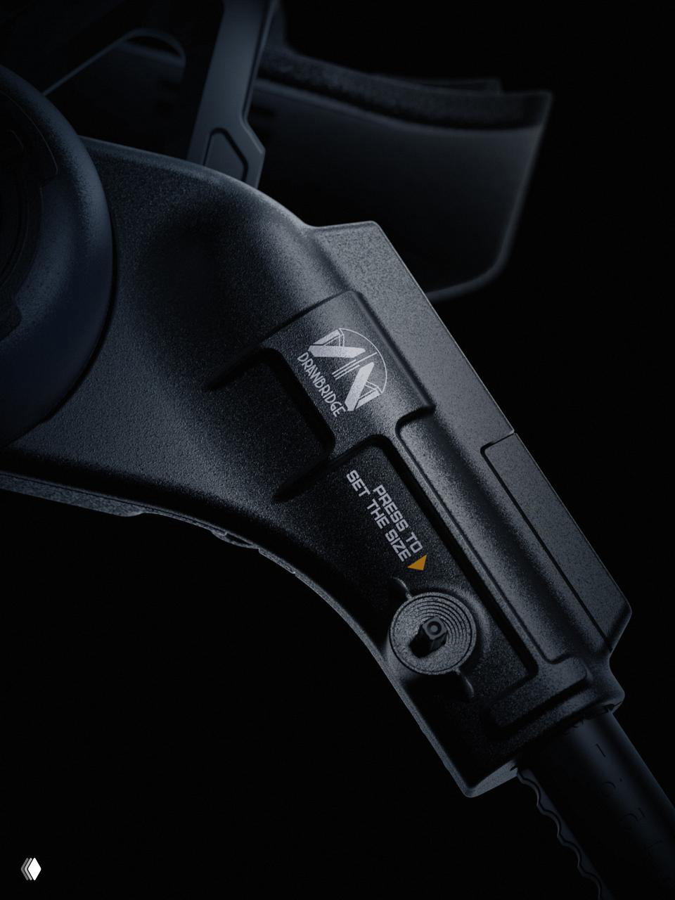 Крупный план корпуса привода Z1 с маркировкой и кнопкой регулировки размера, вид текстуры пластика и логотипа на тёмном фоне.