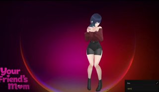 Арт-иллюстрация: анимированная взрослая женщина в шортах и топе на градиентном красно-фиолетовом фоне, превью десктоп-компаньона «Мама твоего друга».