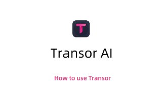 Логотип Transor AI и скриншот заголовка 'How to use Transor' на светлом фоне, иллюстрирующие браузерный ИИ‑переводчик и подсказку по использованию.