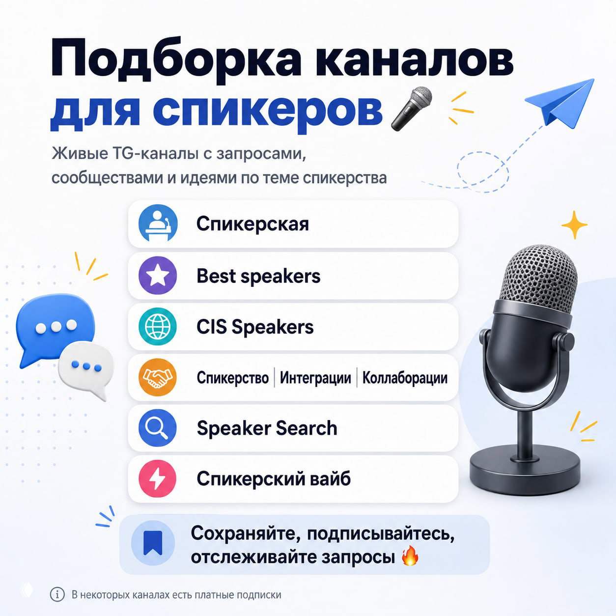 Подборка TG каналов для спикеров
