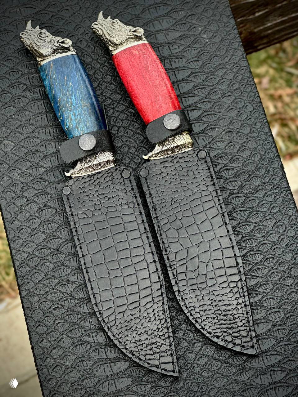 Нож дамаск с рукоятью из карельской берёзы — 8000₽