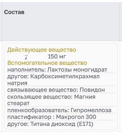 Функциональные назначения вспомогательных веществ (для ЕАЭС)