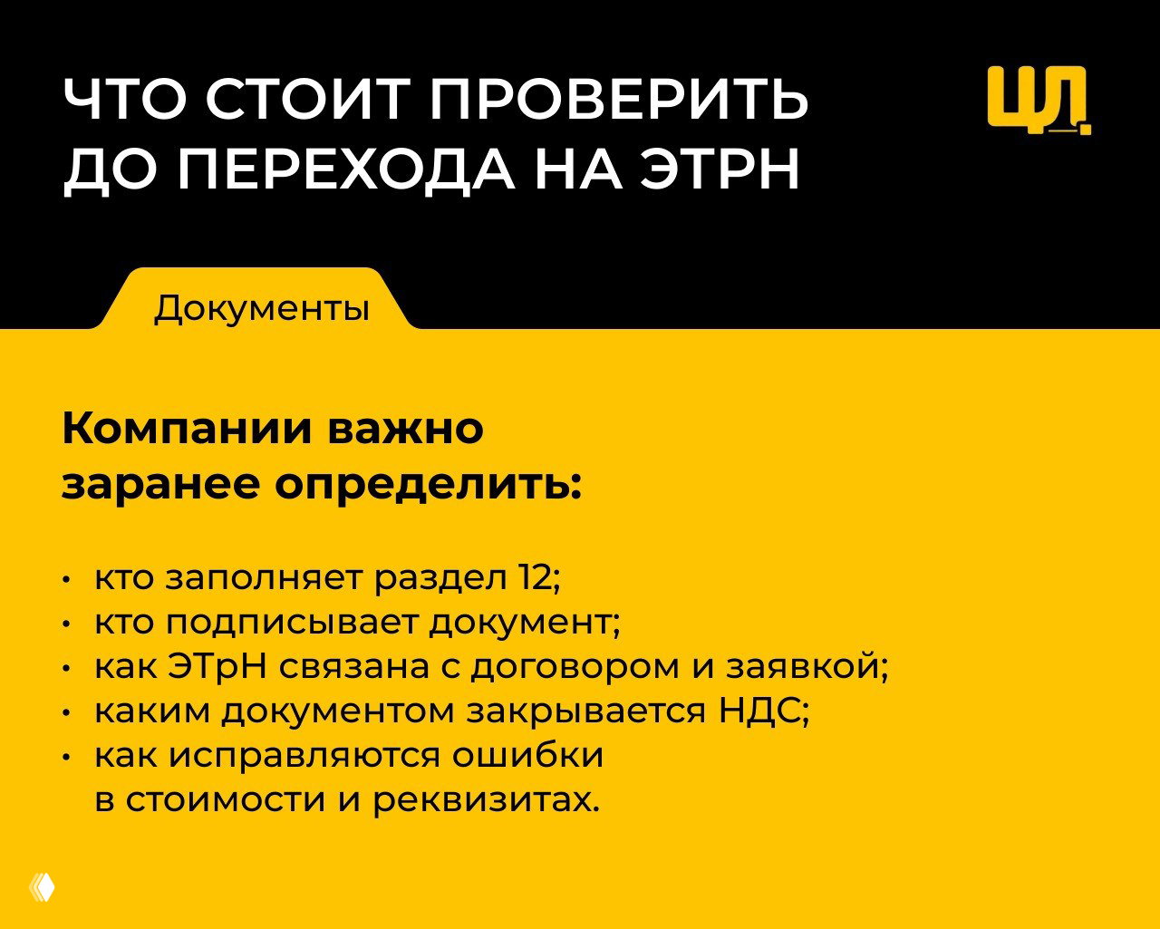 Инфографика: рекомендации перед переходом на ЭТрН — кто заполняет раздел 12, подписанты, связь с договором и порядок закрытия НДС.