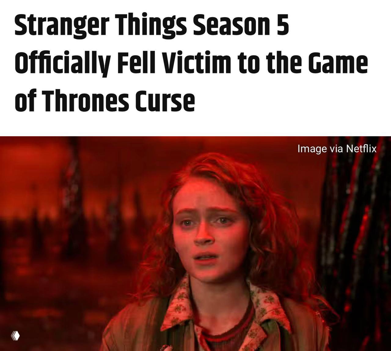 Крупный кадр героини сериала на фоне красного фильтра — сценический фрагмент из финальной серии, передаёт эмоциональную напряжённость эпизода.