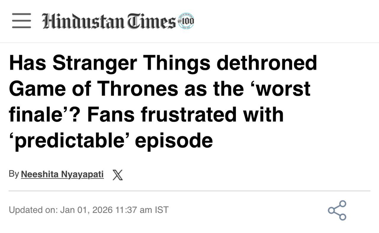 Коллаж заголовков и скриншотов из разных изданий, обсуждающих финал сериала и сравнивающих его с финалом «Игры престолов».