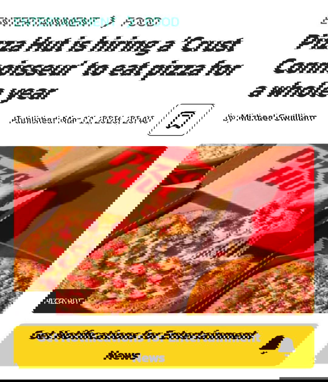 Pizza Hut ищет дегустатора пиццы за 200 тысяч