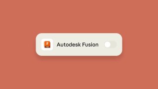 Графическая карточка на оранжевом фоне с иконкой Autodesk Fusion и подписью «Autodesk Fusion» — визуализация коннектора для работы с 3D-моделями в Fusion.